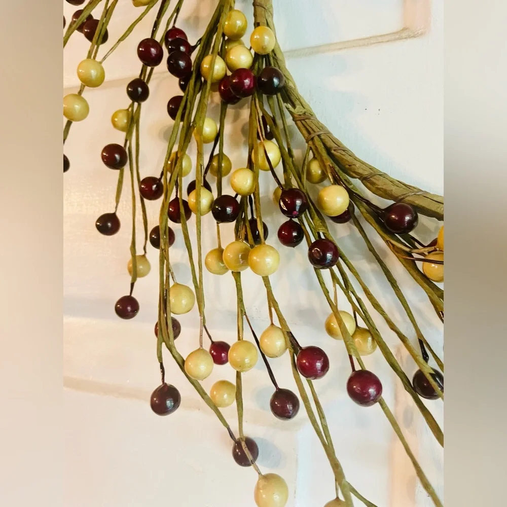 *Waterproof Burgundy & Gold Berry Wreath